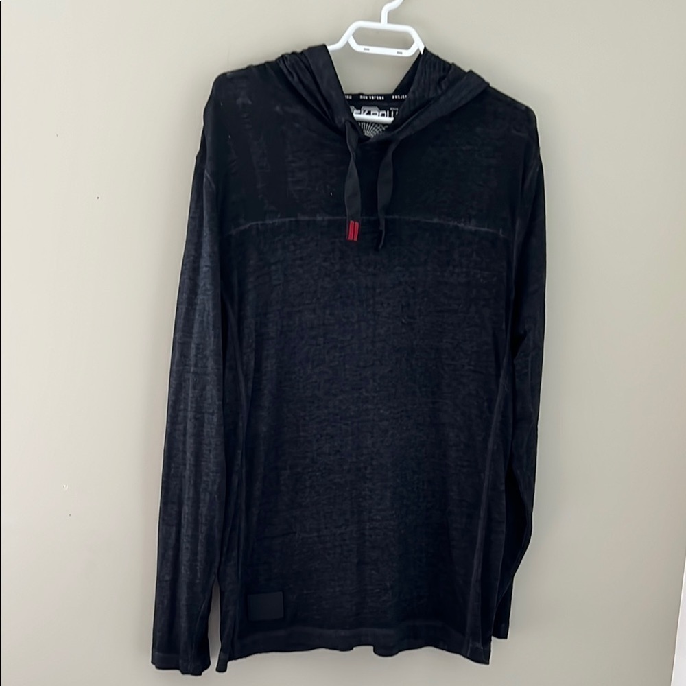 Projek Raw Men’s Lightweight Hooded Pullover Shirt Black Size Large